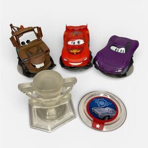 Disney Infinity Cars Figure Lot Lightning McQueen Mater Holley + Power Disc